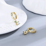 Clear Green Zircon Hoop Earrings S925 Sterling Silver Women's Jewelry