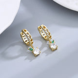 Clear Green Zircon Hoop Earrings S925 Sterling Silver Women's Jewelry