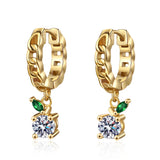 Clear Green Zircon Hoop Earrings S925 Sterling Silver Women's Jewelry