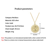 Silver 925 Portrait Pendant Necklace for Women