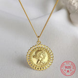 Silver 925 Portrait Pendant Necklace for Women
