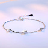 Silver Square Star Beads Bracelet Box Chain for Women