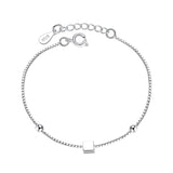 Silver Square Star Beads Bracelet Box Chain for Women