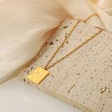 Stainless Steel Checkerboard Pendant Necklace For Women