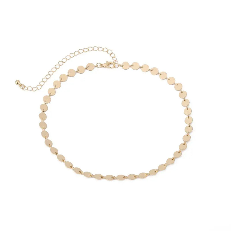 Romantic Metal Clavicle Chain Necklace Ladies Coin Sequin Necklaces