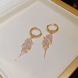 Tiny CZ Leaf Earring Bling Transparent Zirconia Stud Earrings High Accessories
