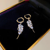 Tiny CZ Leaf Earring Bling Transparent Zirconia Stud Earrings High Accessories
