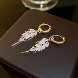 Tiny CZ Leaf Earring Bling Transparent Zirconia Stud Earrings High Accessories