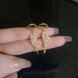 Tiny CZ Leaf Earring Bling Transparent Zirconia Stud Earrings High Accessories