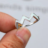 Vintage Opal Engagement Ring Classic Silver Wedding Band for Women