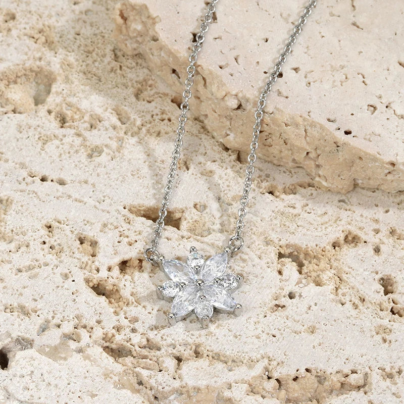 Zircon Necklace S925 Sterling Silver Classic Women Jewelry