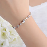 925 Silver Double Heart Round Zircon Bracelet for Women