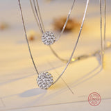 Women's 925 Sterling Silver CZ Ball Pendant Necklace