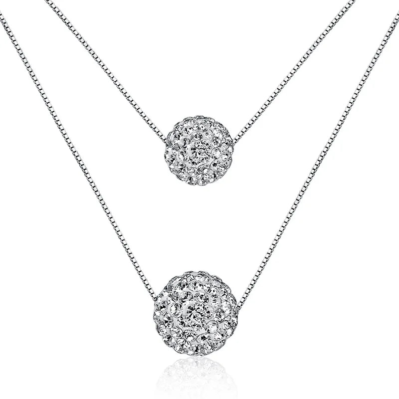 Women's 925 Sterling Silver CZ Ball Pendant Necklace