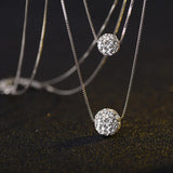 Women's 925 Sterling Silver CZ Ball Pendant Necklace