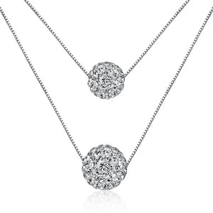 Women's 925 Sterling Silver CZ Ball Pendant Necklace