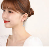 925 Silver Snowflake Crystal Tassel Earrings for Women