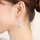 925 Silver Snowflake Crystal Tassel Earrings for Women
