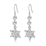 925 Silver Snowflake Crystal Tassel Earrings for Women