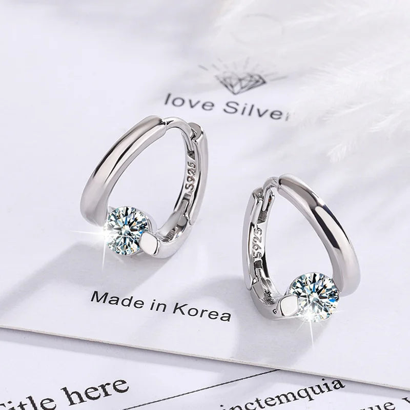 925 Sterling Silver Dazzling Zircon Earrings with Single Row Drill