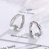 925 Sterling Silver Dazzling Zircon Earrings with Single Row Drill