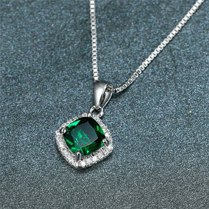 Green Crystal Pendant Necklace Zircon Chain Necklaces for Women