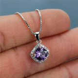 Green Crystal Pendant Necklace Zircon Chain Necklaces for Women