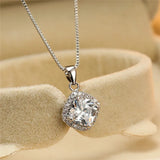 Green Crystal Pendant Necklace Zircon Chain Necklaces for Women