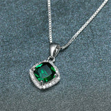 Green Crystal Pendant Necklace Zircon Chain Necklaces for Women