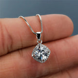 Green Crystal Pendant Necklace Zircon Chain Necklaces for Women