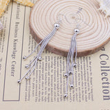 925 Silver Beads Tassel Chain Earrings for Women