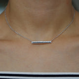 925 Silver Straight Bar Pendant Necklace Office Ladies Lover's