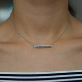 925 Silver Straight Bar Pendant Necklace Office Ladies Lover's