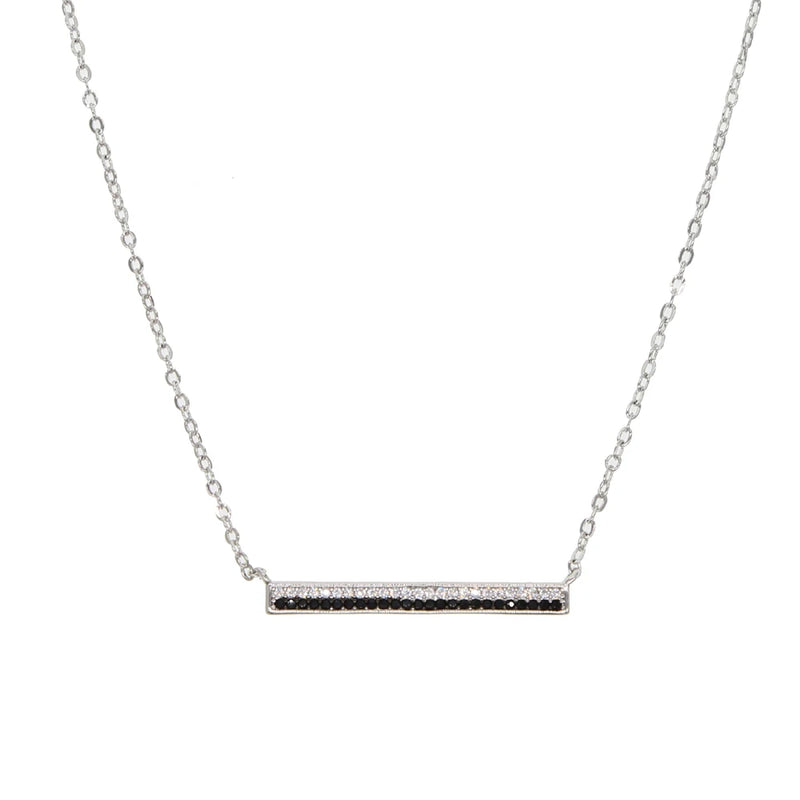 925 Silver Straight Bar Pendant Necklace Office Ladies Lover's