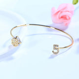 Flower Rose Bracelet For Women CZ Cuff Bangles Wristband