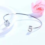 Flower Rose Bracelet For Women CZ Cuff Bangles Wristband