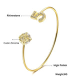 Flower Rose Bracelet For Women CZ Cuff Bangles Wristband