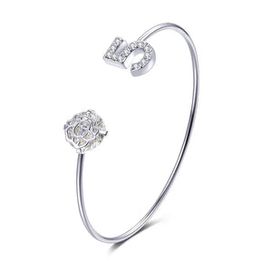 Flower Rose Bracelet For Women CZ Cuff Bangles Wristband