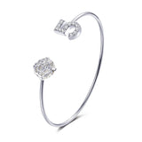 Flower Rose Bracelet For Women CZ Cuff Bangles Wristband