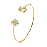 Flower Rose Bracelet For Women CZ Cuff Bangles Wristband