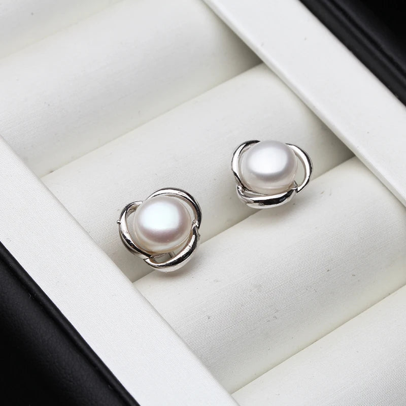 925 Silver Freshwater Pearl Earrings Women