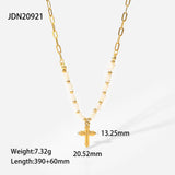 Freshwater Pearl Stainless Steel Cross Pendant Necklace Girls Gift