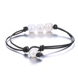 Freshwater Pearl Women's Bracelet Leather Rope Bangle Jewelry