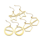 Custom Geometric Name Earring with Various Graphics Dangle Studs