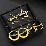 Custom Geometric Name Earring with Various Graphics Dangle Studs