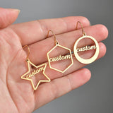 Custom Geometric Name Earring with Various Graphics Dangle Studs