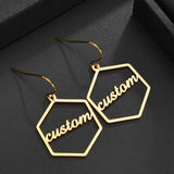 Custom Geometric Name Earring with Various Graphics Dangle Studs