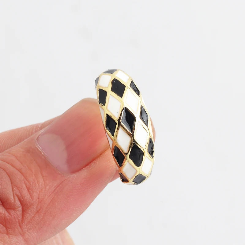 Colorful Geometric Splicing Ring Enamel Jewelry Gift
