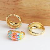 Colorful Geometric Splicing Ring Enamel Jewelry Gift
