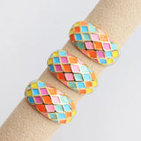 Colorful Geometric Splicing Ring Enamel Jewelry Gift